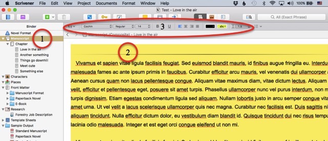 in scrivener change the font for all projects for mac