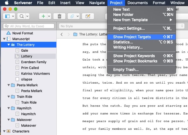 project targets scrivener windows 8.1