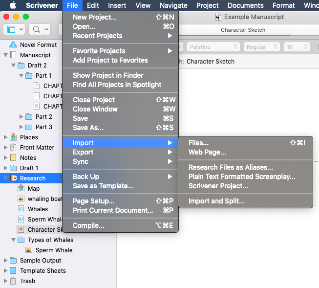 how to search multiple files in scrivener